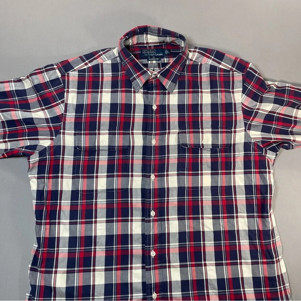 Polo Ralph Lauren VINTAGE Classic Fit Plaid Button Down Shirt - Mens Large